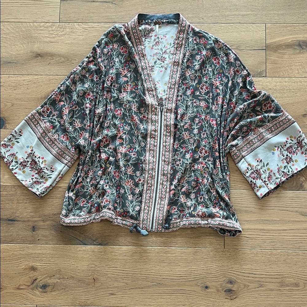 Free People Multicolor Floral Kimono Cardigan